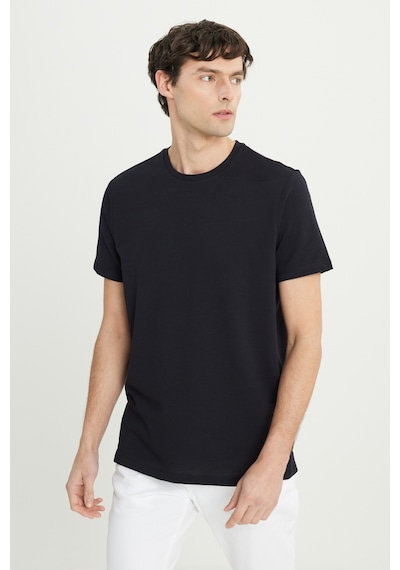 AC&Co / Altınyıldız Classics Erkek Sıyah Pamuklu Slim Fit Dar Kesim Bisiklet Yaka Esnek Tişört Siyah