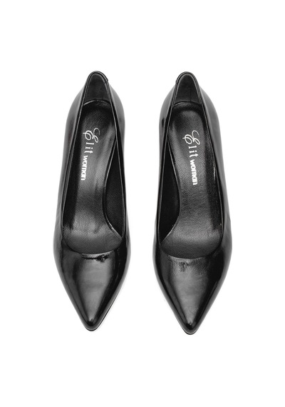 Ayakkabı Fuarı Elit Elysia Kadın Hakiki Rugan Deri Stiletto Siyah Siyah