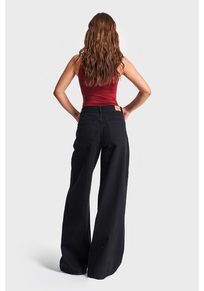 Itsbasic Kadın Siyah Renk Hera 1w41 Palazzo Fit Bol Kesim Denim Jean Siyah 1w41