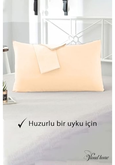 Vionel Home Pamuklu 2'li Kapaklı Yastık Kılıfı 50x70 Cm - Yumuşak Ve Nefes Alabilir Bej Abanoz