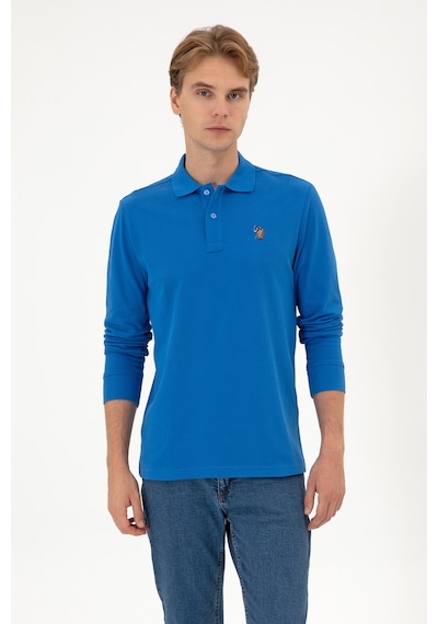 U.S. Polo Assn. Erkek Regular Fit Polo Yaka Koyu Mavi Basic Sweatshirt 50313772-VR032