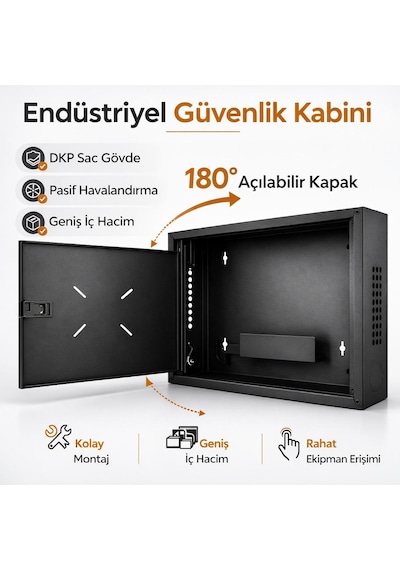 Fury Dvr Nvr Kamera Kayıt Cihazı Kabini 45x35x10 Cm Metal Duvar Tipi Güvenlik Kabini