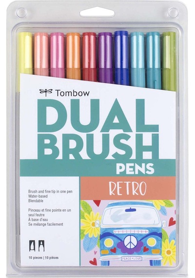 Tombow 10'Lu Retro Renkler Ab-T Dual Brush Pen G.Kalem Seti 56217