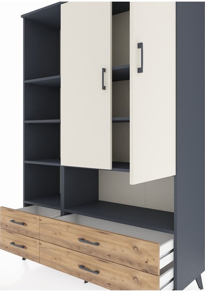 Hyperion Dolap 8 Raflı 4 Çekmeceli 2 Kapaklı 132x44x195 Antrasit-aytaşı/çam Aytası/atlas Çam - Antrasıt Hyperion Dolap 8 Raflı 4 Çekmeceli 2 Kapaklı 132x44x195 Antrasit-aytaşı/çam Aytası/atlas Çam - Antrasıt