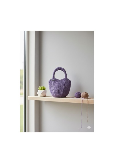 Execanta El Çanta Kağıt İp Örme Lila 25x33 Mor