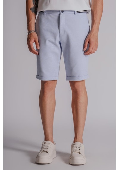 Braccas Erkek Yandan Cepli Beli Ribanalı Slim Fit Chino Şort Mavi Mavi