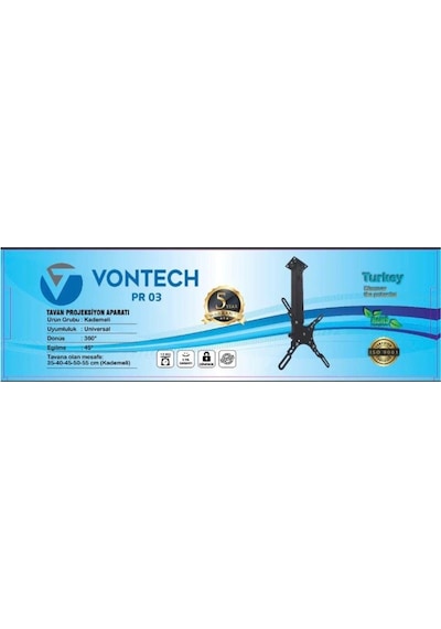 Vontech Projeksiyon Hareketli Tavan Asma Askı Aparatı - 55cm Kol Uzunluğu
