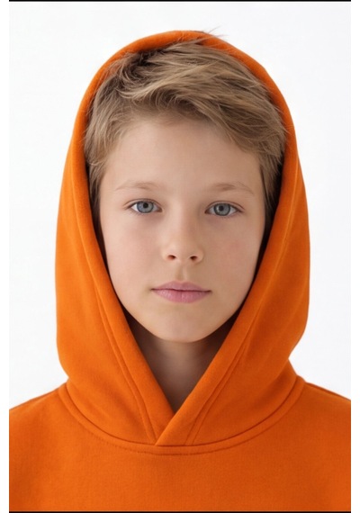 Esila Kids Çocuk Eşofman Takımı Kapüşonlu 3 İp 5-10 Yaş Turuncu