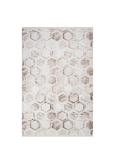 Bespoky Argilla Geometrik Modern Salon Halısı Makine Dokuma Krem