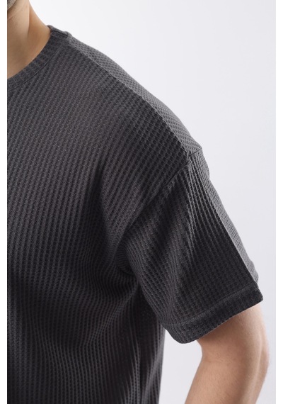 Madmext Füme Bisiklet Yaka Erkek T-shirt E7127 Füme