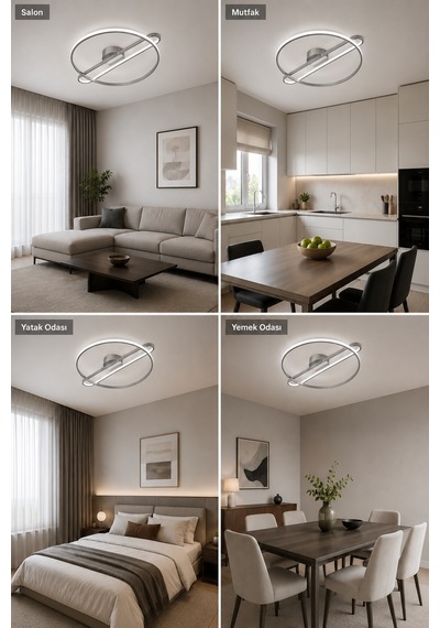 Alora Led Plafonyer Avize Beyaz Işık Gri