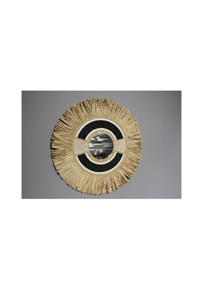 1 Adet Hasırlı Duvar Aynası Hasır Çerçeveli Dekoratif Ayna 70 Cm Natural Wicker Wall Mirror Diğer