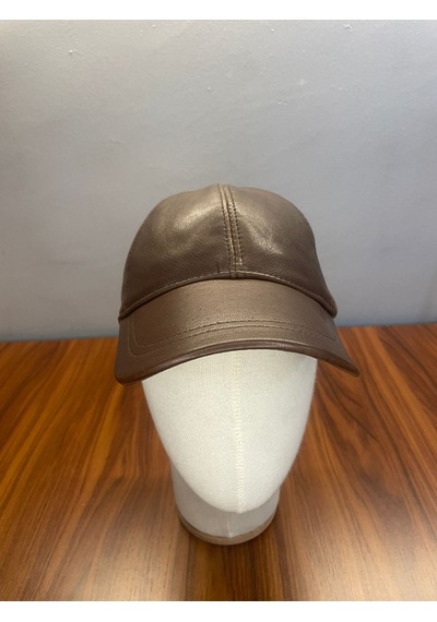 %100 Deri Unisex Standart Kalıp Cap Şapka Kahverengi