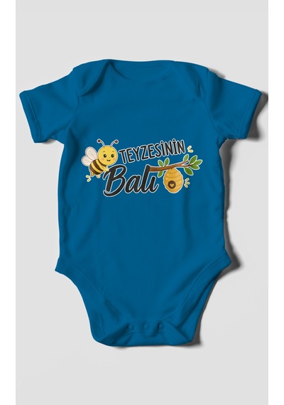 Morivokids Teyzesinin Balı Kısa Kollu Bebek Body %100 Pamuk Zbn225-kk Koyu Mavi
