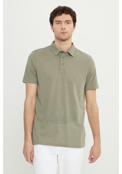 AC&Co / Altınyıldız Classics Erkek Hakı Pamuklu Slim Fit Dar Kesim Polo Yaka Tişört Haki