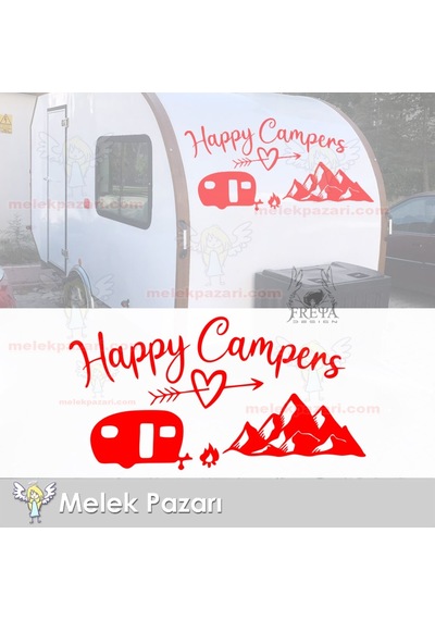 Mutlu Kampçılar Kamp Sticker, Karavan Stickerı