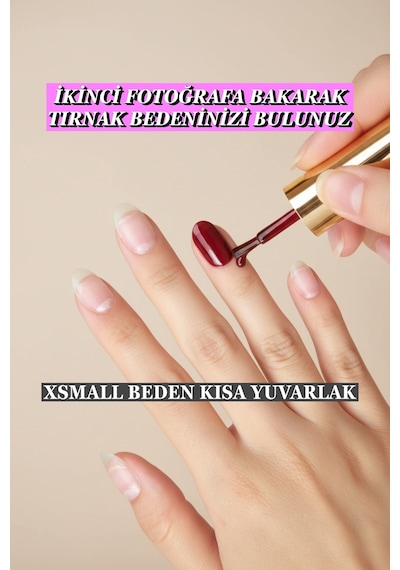 100 Adet Jel Tips Xsmall Beden Kısa Yuvarlak Protez Takma Tırnak Seti Xsmall