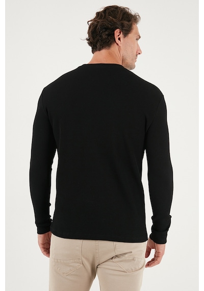 Buratti Pamuklu Bisiklet Yaka Slim Fit Basic Erkek Sweat 5905073 Siyah