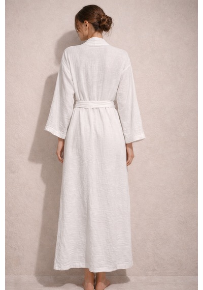 Estewomanfashion Müslin %100 Pamuk Kimono & Kaftan Beyaz