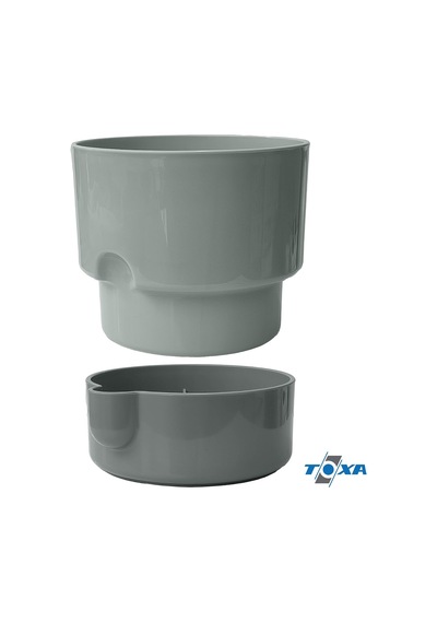 Dora Saksı Tabaklı Çiçek Kaktüs Saksısı Parlak Plastik Saksı 4 Adet, Gri, 2l, 16cm
