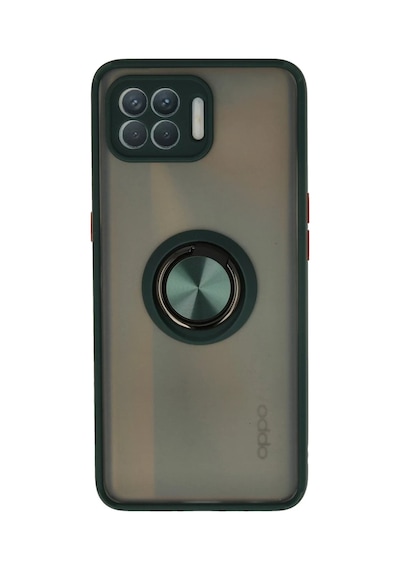 Oppo Reno 4 Lite Uyumlu Kılıf Montreal Yüzüklü Silikon Kapak - Yeşil