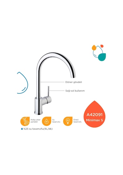 Artema A42091 Minimax S Eviye Bataryası Krom