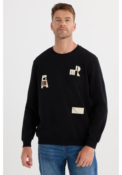 Tudors Erkek Relax Fit Rahat Kesim Pamuklu Lastikli Kol Bisiklet Yaka Baskılı Siyah Sweatshirt-37304 Siyah Tudors Erkek Relax Fit Rahat Kesim Pamuklu Lastikli Kol Bisiklet Yaka Baskılı Siyah Sweatshirt-37304 Siyah