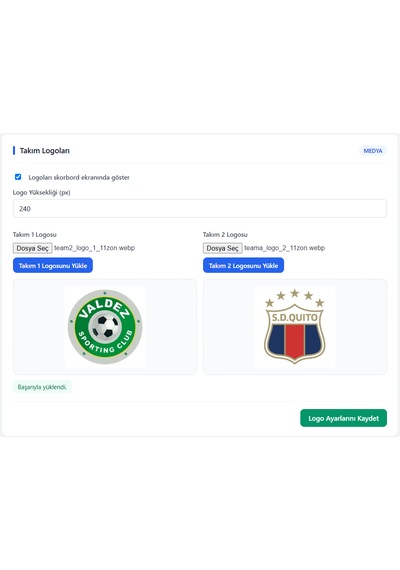 Skorbord Wifi'li Dijital Skor Tabelası Web Tarayıcıdan Kontrol Logo Destekli