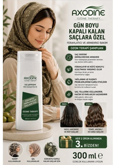 Axodine Gün Boyu Kapalı Kalan Saçlara Özel Ozon Terapi Şampuan 300 ML