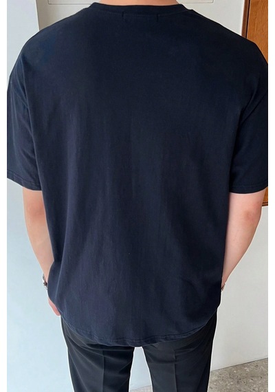 Erkek Dreamer Baskılı Oversize Tshirt Lacivert