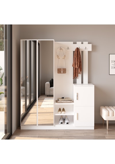 Robin Home Benjamin Vestiyer Portmanto Ayakkabılık Beyaz