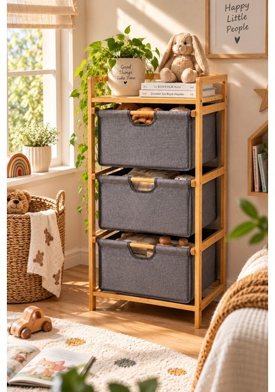 Porsima 2059 3 Katlı Ahşap Çok Amaçlı Çekmeceli Organizer Dolap