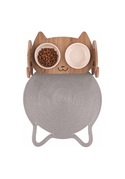 Gobypet Jüt Kulaklı Yuvarlak Kedi Köpek Mama Yatak Önü Paspası Hasır Kedi Matı 40 x 40 CM