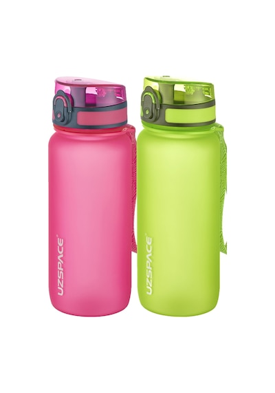 Uzspace 2'li Tritan Matara Seti 650 Ml 14 Farklı Renk Seçeneği Fiftyfifty -3037seta Pembe-Yeşil