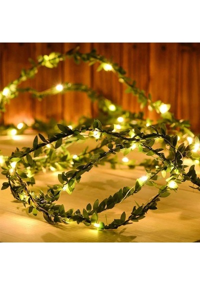 Yapraklı Dekorlu 3 Metre Peri Led Pilli Işık Yılbaşı Aydınlatma Bx40