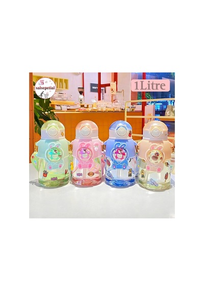 Ayıcık Su Matarası Ayıcıklı Suluk Figürlü Su Şişesi Ayıcık Matara 1000ml Açık Pembe