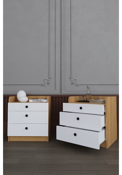 Asra Trend Yatak Odası Takımı 5 Parça %100 Mdf Gardırop Şifonyer Makyaj Masası Komodin Ytk01 Beyaz - Karına