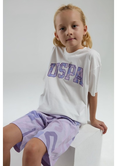 U.S. Polo Assn. Kız Çocuk Bermuda Takım Us2084 Beyaz