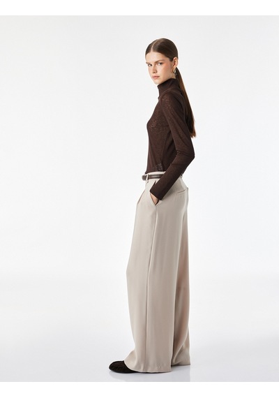 Koton Slim Fit Dik Yaka Uzun Kollu Tişört Kahverengi 7wak50002uk Kahve