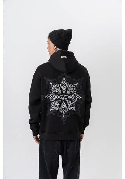 Respire Erkek Itsbyzey Nakışlı Kapüşonlu Oversize Hoodie Siyah