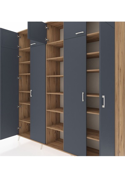 Hyperion Dolap 18 Raflı 9 Kapaklı 220x44x243 Çam-antrasit/çam Antrasıt/atlas Çam Hyperion Dolap 18 Raflı 9 Kapaklı 220x44x243 Çam-antrasit/çam Antrasıt/atlas Çam