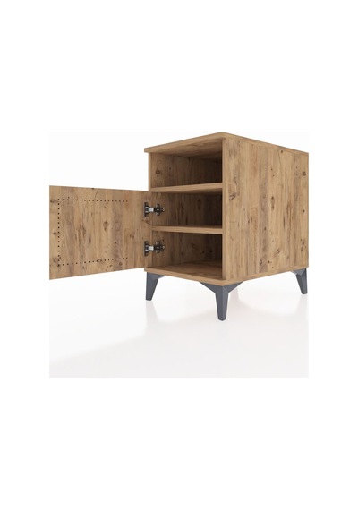 Kronos Komodin 2 Raflı Tek Kapaklı 44x59x64 Çam-çam Çam