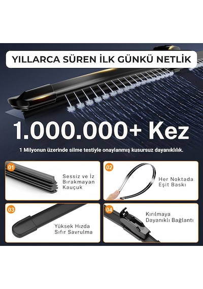 Maybach Tipi Akıllı Fıskiyeli Silecek Seti Görüş Kesmez Tıkanmaz Sistem 14 Adaptörlü Tüm Araçlara Uyumlu