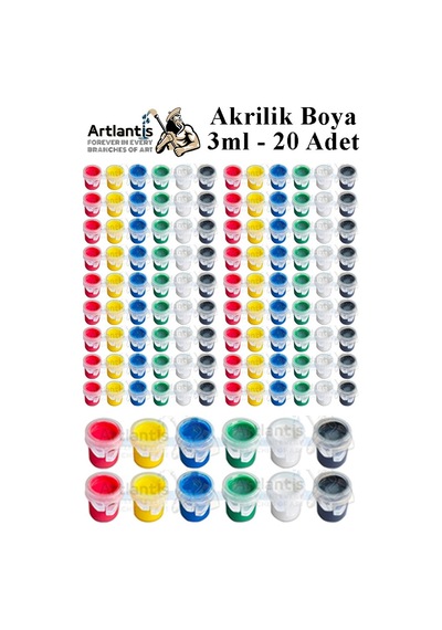 Akrilik Boya 3 Ml 6 Renk 20 Paket Mini Küçük Akrilik Boya Taş Ahşap Seramik Tuval Alçı Tuval Etkinlik Boyama Sanatsal Çok Renkli