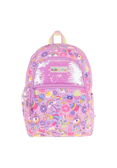 Kaukko Kids Kız Çocuk Lila - Pullu Sweet Desenli Dört Gözlü Okul Sırt Çantası - L5215 Lila