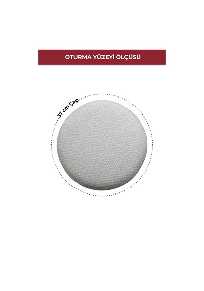 Modern Ahşap Ayaklı Dekoratif Puf, Tabure 6096 Ekru