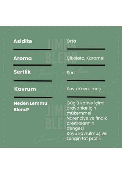 Jimba Blend Espresso Çekirdek Kahve 1000 Gr.