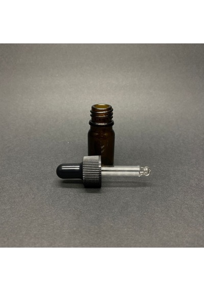 Kahverengi Cam Damlalıklı Şişe Siyah Plastik Kapak 5 ML