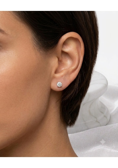 Kadın Moissanite Tek Taş Model Gümüş Küpe