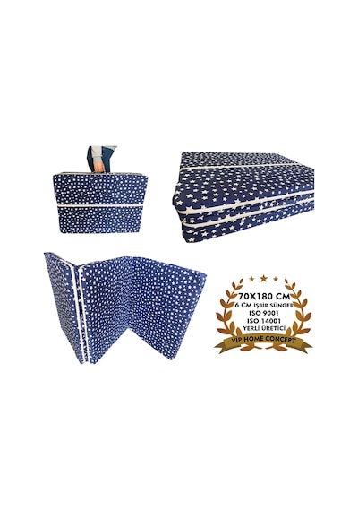 Katlanır Kamp Yatağı Çadır Yatağı Sünger Yatak Fermuarlı 70x180 Cm 6 Cm Lacivert Yıldız